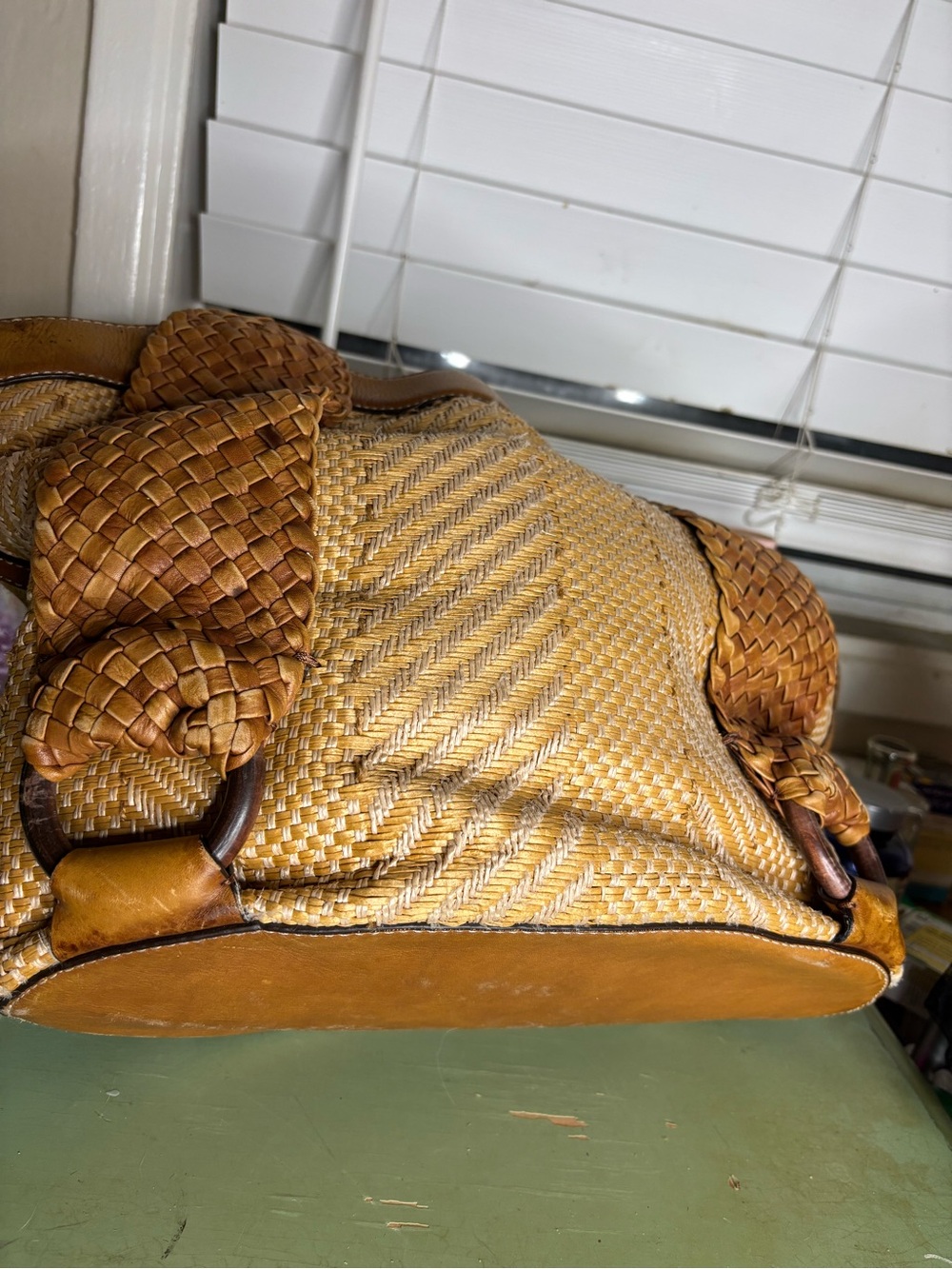 Cole Haan Woven Tan Tote with Braided Handles - Picture 5 of 10